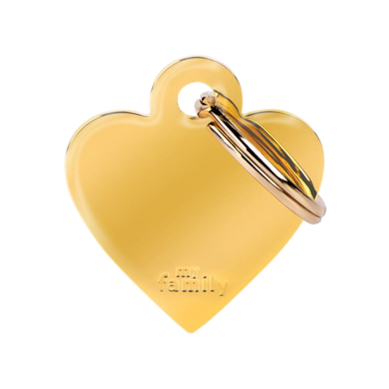 SILCA My Family Heart Shape ID Tag With Split Ring Small Brass - Click Image to Close