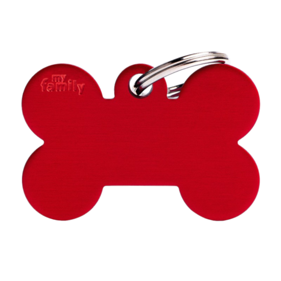 SILCA My Family Bone Shape ID Tag With Split Ring Large Red - Click Image to Close