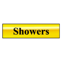 ASEC `Showers` 200mm X 50mm Gold Self Adhesive Sign Gold