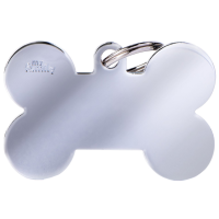 SILCA My Family Bone Shape ID Tag With Split Ring Extra Large Chrome