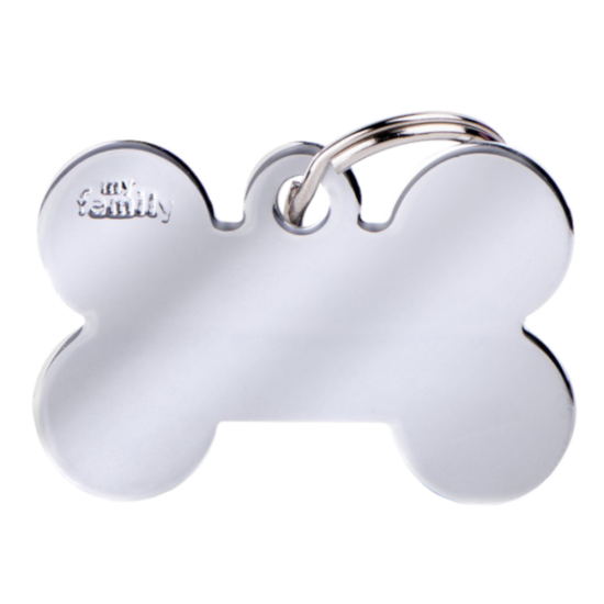 SILCA My Family Bone Shape ID Tag With Split Ring Large Chrome - Click Image to Close