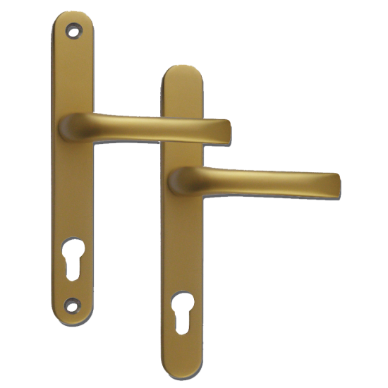 MILA Prolinea 92 Lever/Lever UPVC Furniture - 240mm Backplate Gold - Click Image to Close