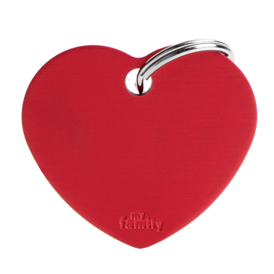 SILCA My Family Heart Shape ID Tag With Split Ring Large Red - Click Image to Close