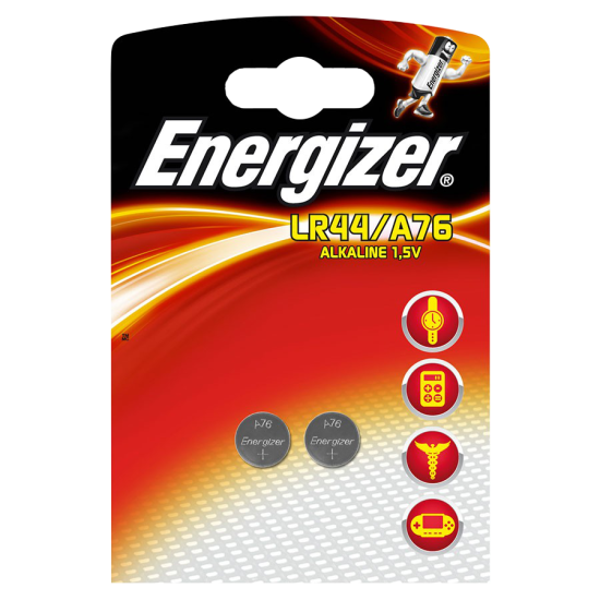 ENERGIZER 150MAH LR44 A76 Lithium Coin Battery Cell Twin Pack 150MAH - Click Image to Close