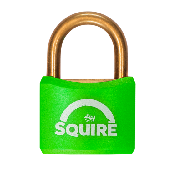SQUIRE BR40 Open Shackle Brass Padlock With Brass Shackle KA KA (43145) Green - Click Image to Close