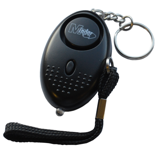 MINDER Mini Keyring Torch Personal Alarm Black - Click Image to Close