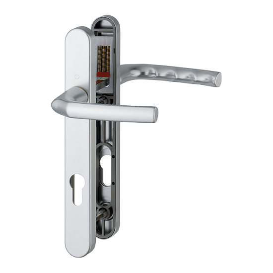 HOPPE Birmingham 92mm UPVC Lever Door Furniture 122mm Screw Centers 1117/3811N 92mm Centres Silver - Click Image to Close