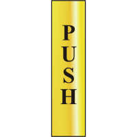ASEC `Push` 200mm x 50mm Gold Self Adhesive Sign 1 Per Sheet