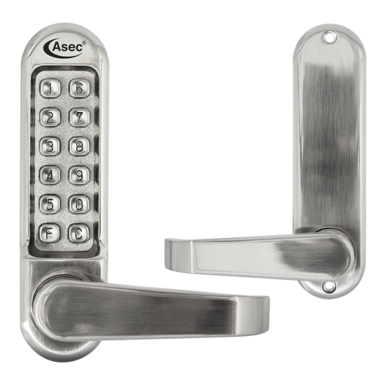ASEC AS4300 Series Lever Operated Digital Lock No Latch AS4305 Free Passage Stainless Steel - Click Image to Close