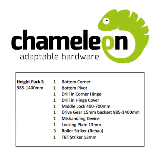 CHAMELEON 13mm Axis Tilt Before Turn Face Fit Height Pack 985mm-1400mm (Height Pack 3) - Click Image to Close