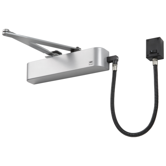 UNION CE4F-E Size 4 Electromagnetic Overhead Door Closer With Swing Free Or Hold Open Facility Silver - Click Image to Close