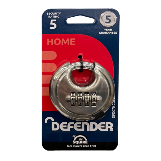DEFENDER By Squire Combination Disc Padlock Carded - Click Image to Close