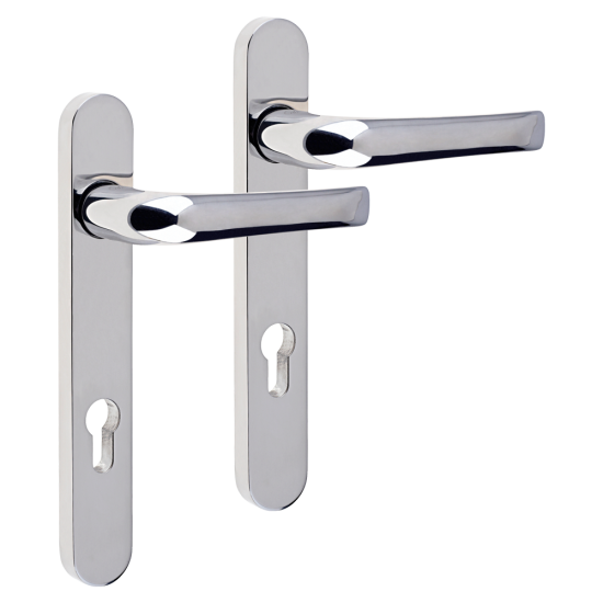 MILA Supa 92 Lever/Lever - 240mm Backplate Polished Stainless Steel - Click Image to Close