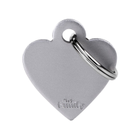 SILCA My Family Heart Shape ID Tag With Split Ring Small Grey