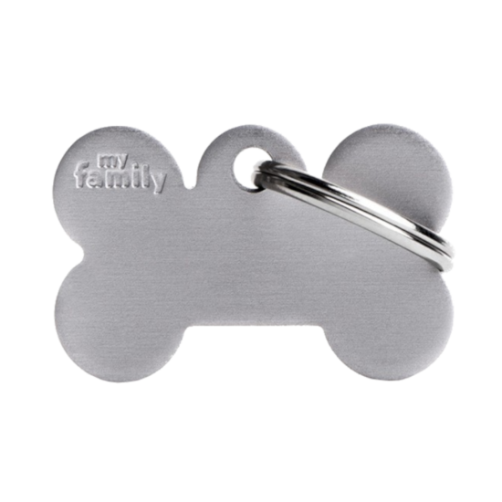SILCA My Family Bone Shape ID Tag With Split Ring Small Grey - Click Image to Close