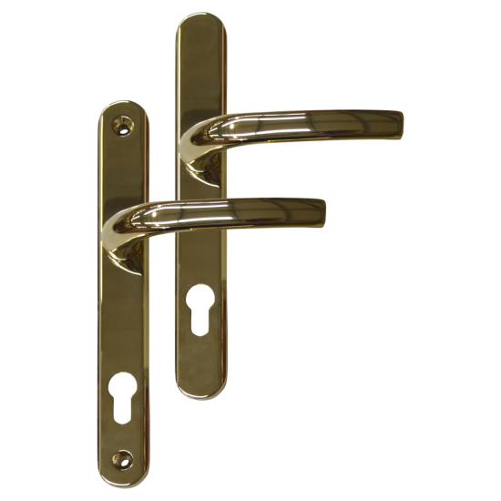 Greenteq Alpha 92 Lever/Lever UPVC Furniture - 250mm Backplate Gold - Click Image to Close