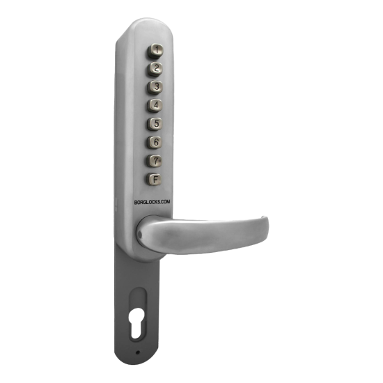BORG LOCKS BL6100 Narrow Style Digital Lock With UPVC Extension Satin Chrome - Click Image to Close