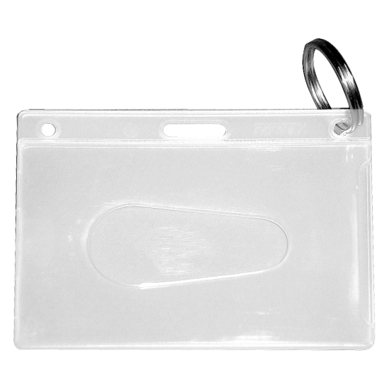 KEVRON ID18 BG50 Clear Card Holder with Ring Bag of 50 Clear - Click Image to Close