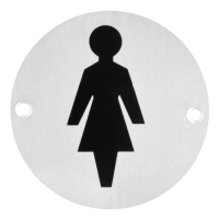 ASEC Aluminium Metal Toilet Door Sign 76mm SAA `Female`