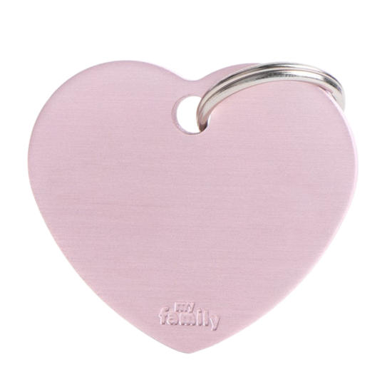 SILCA My Family Heart Shape ID Tag With Split Ring Large Pink - Click Image to Close