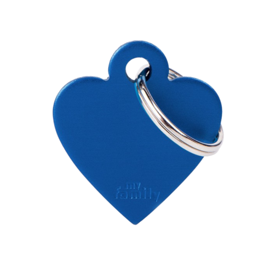 SILCA My Family Heart Shape ID Tag With Split Ring Small Blue - Click Image to Close