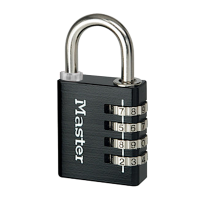 MASTER LOCK 7641EURDBLK 40mm Indoor 4 Wheel Combination Lock c/w Override Key Black - REDUCED PRICE