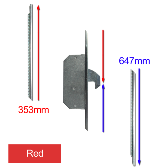 ASEC Modular Repair Lock Locking Point Extensions (UPVC Door) - 2 Hook Red Supplied With Keeps - Click Image to Close