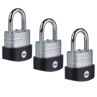 YALE Y125B High Security Laminated Steel Open Shackle Padlock 40mm - Pack of 3