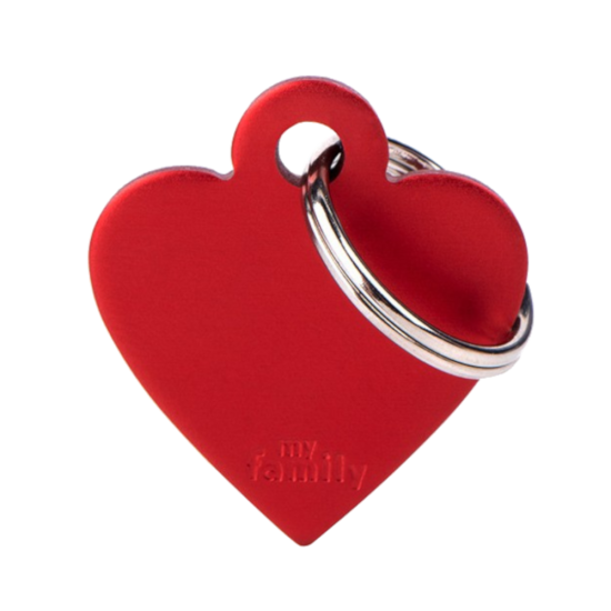 SILCA My Family Heart Shape ID Tag With Split Ring Small Red - Click Image to Close