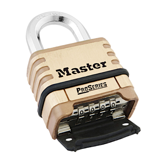 MASTER LOCK ProSeries 1175D Combination Padlock Open Shackle 57mm Brass Body Open Shackle - Click Image to Close