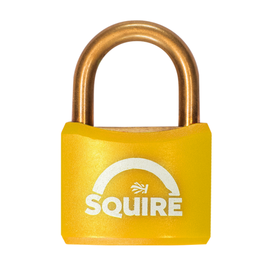 SQUIRE BR40 Open Shackle Brass Padlock With Brass Shackle KD KD Yellow - Click Image to Close