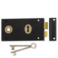 UNION 1448 1 Lever Double Handed Rimlock 140mm BLK Boxed