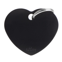 SILCA My Family Heart Shape ID Tag With Split Ring Large Black