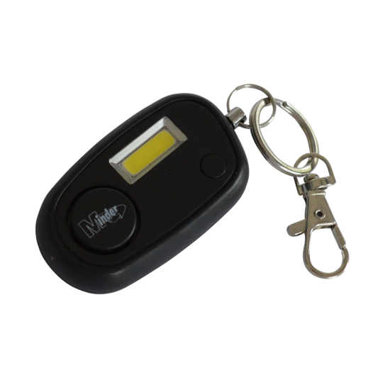 MINDER Mini High Intensity COB Keyring Torch Alarm Black - Click Image to Close
