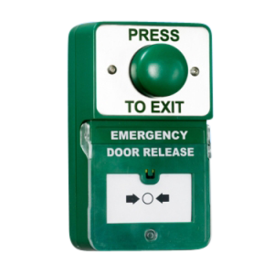 ASEC Dual Unit Combined Exit Button and Call Point Green - Click Image to Close