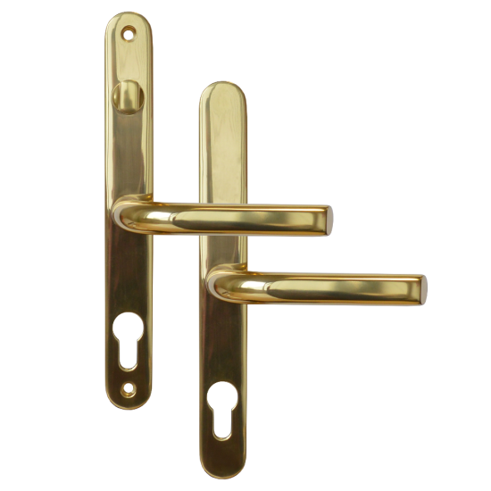 ASEC 68mm Lever UPVC Door Furniture With Snib Polished Gold - Click Image to Close