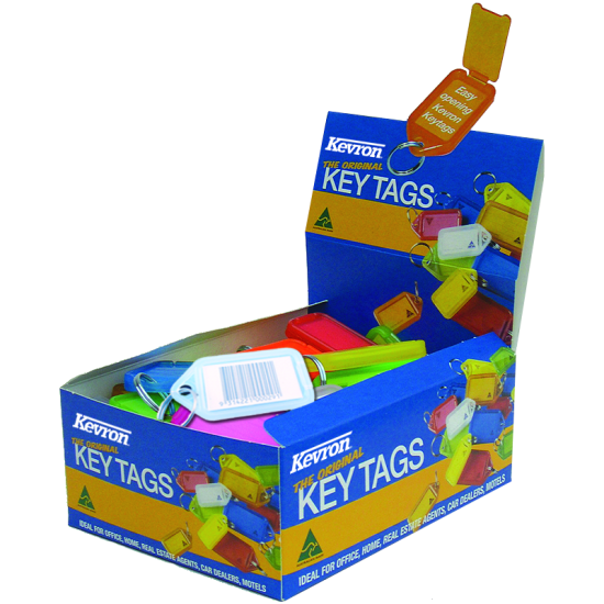 KEVRON ID30 Giant Tags Display Box 50pcs Assorted Colours Assorted Colours x 50 - Click Image to Close