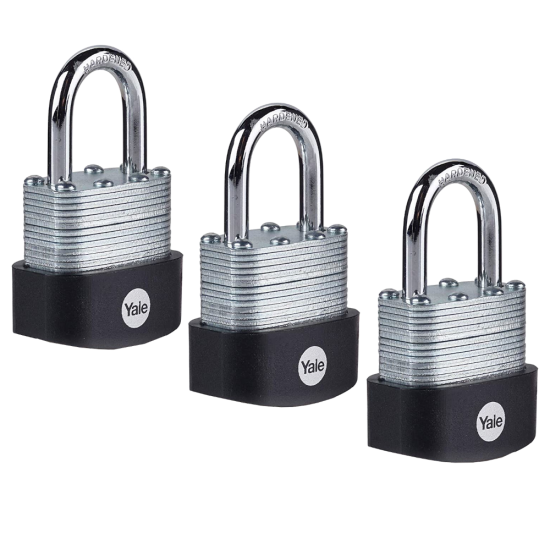 YALE Y125B High Security Laminated Steel Open Shackle Padlock 40mm - Pack of 3 - Click Image to Close