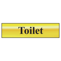 ASEC `Toilet` 200mm x 50mm Metal Strip Self Adhesive Sign Gold Gold