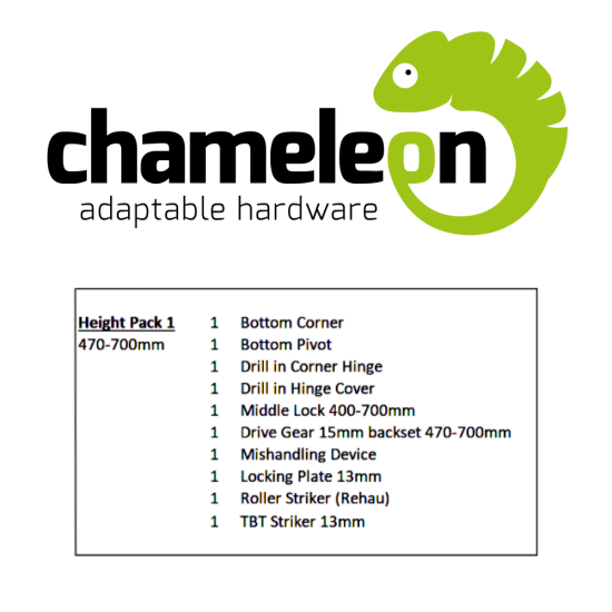 CHAMELEON 13mm Axis Tilt Before Turn Face Fit Height Pack 470mm-700mm (Height Pack 1) - Click Image to Close