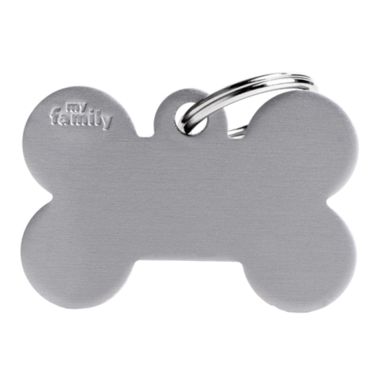 SILCA My Family Bone Shape ID Tag With Split Ring Large Grey - Click Image to Close