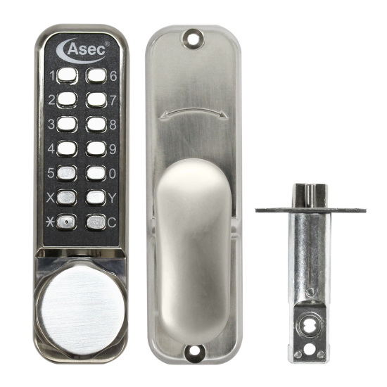 ASEC AS3300 Series Round Knob Operated Easy Code Change Digital Lock With Optional Holdback & 60mm Latch AS3302 Stainless Steel - Click Image to Close