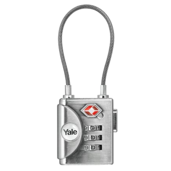 YALE YTP3 TSA Soft Shackle Combination Padlock Silver - Click Image to Close