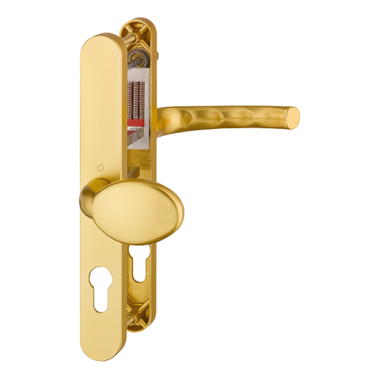 HOPPE UPVC Lever / Moveable Pad Door Furniture 76G/3633N/3623N/1710 92mm/62mm Centres Gold - Click Image to Close