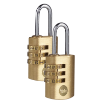 YALE Y150B Brass Open Shackle Combination Padlock 22mm - Pack of 2