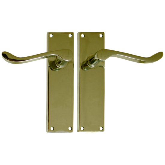 ASEC Vital Victorian Plate Mounted Scroll Lever Furniture 100mm PB Latch - Click Image to Close