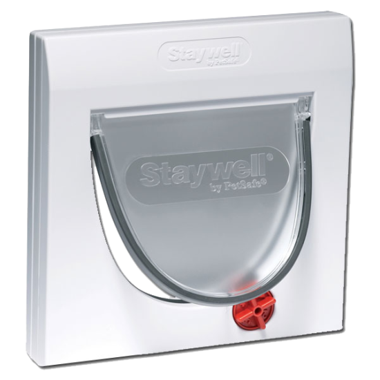 STAYWELL Pet Door 4 Way Lock 900 Series Cat Flap 224mm X 224mm White - Click Image to Close