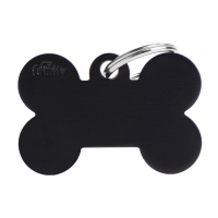 SILCA My Family Bone Shape ID Tag With Split Ring Large Black