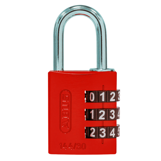 ABUS 144/30 Combination Padlock 30mm Body Red - Click Image to Close