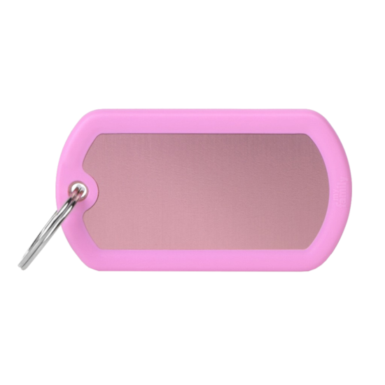 SILCA My Family Military Luggage ID Tag With Split Ring & Rubber Edging Pink - Click Image to Close